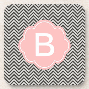 Modern, cool, dark coffee and grey chevron coaster