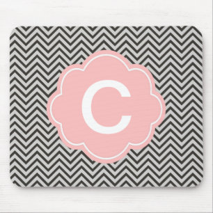 Modern, cool, dark coffee and grey chevron mouse mat