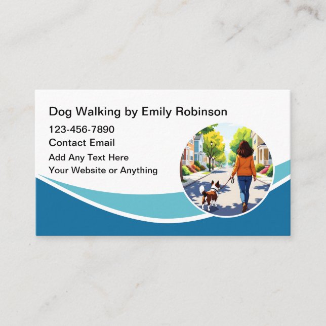 Modern Cool Dog Walking Business Cards (Front)