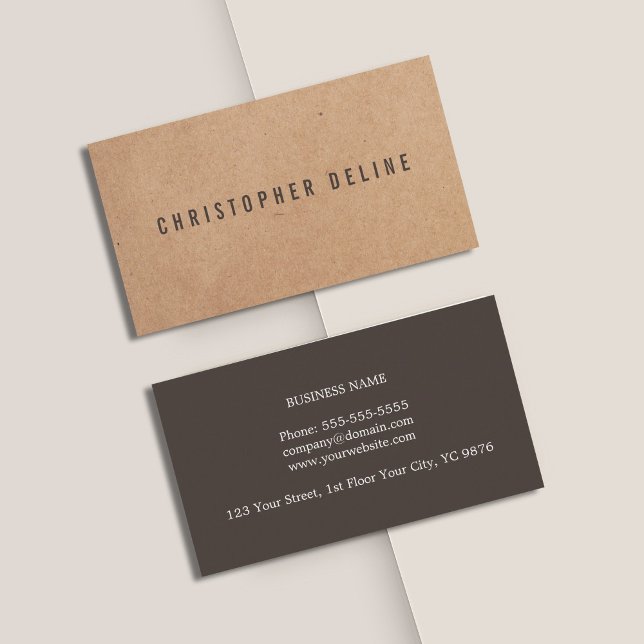 Modern Cool Elegant Brown Kraft Paper Consultant Business Card (Creator Uploaded)
