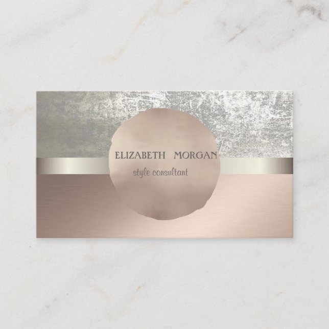 Modern Cool Elegant Professional Rose Gold Circle Business Card (Front)