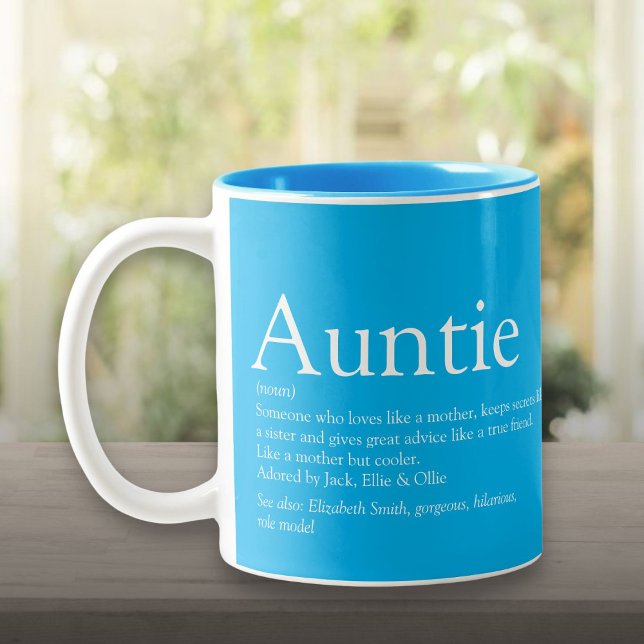 Modern Cool Favourite Aunt Auntie Definition Blue Two-Tone Coffee Mug (Modern Cool Favorite Aunt Auntie Definition Blue Two-Tone Coffee Mug)