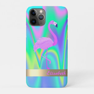 Modern Cool Flamingo Holographic - Personalised iPhone 11 Pro Case