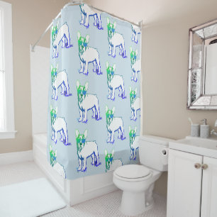 Modern Cool French Bulldog Boy pattern Shower Curtain