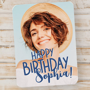 Modern Cool Fun Custom Photo Birthday Greeting Magnet