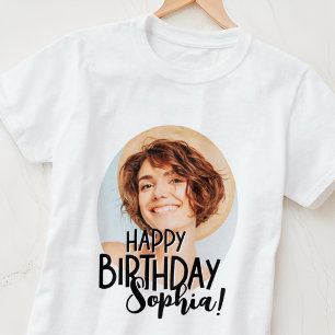 Modern Cool Fun Custom Photo Birthday Greeting T-Shirt