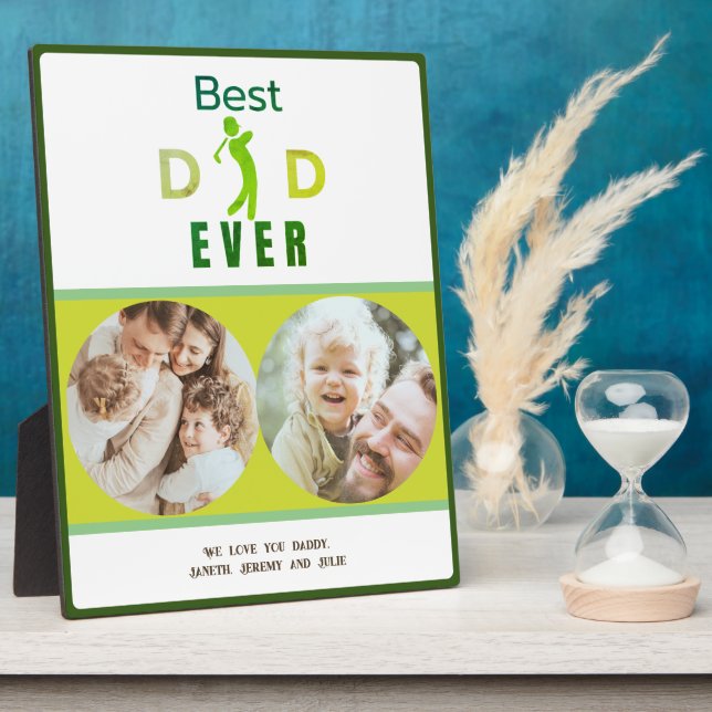 Modern Cool Golfer Best Dad Ever Fathers Day Photo Plaque (Side)