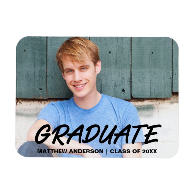 Modern Cool Graduation Announcement Photo Magnet (Horizontal)