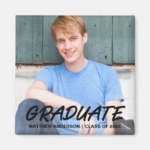 Modern Cool Graduation Announcement Photo Square Magnet