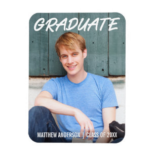 Modern Cool Graduation Announcement Photo WT Magnet