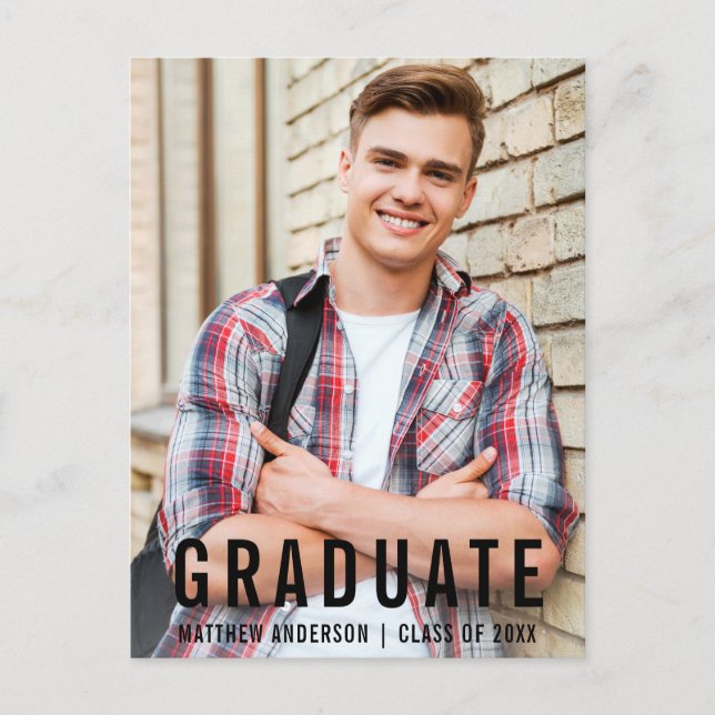 Modern Cool Graduation Photo Announcement (Front)