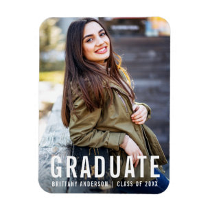 Modern Cool Graduation Photo Announcement W Magnet