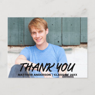 Modern Cool Graduation Thank You Photo Announcement Postcard