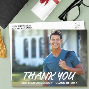Modern Cool Graduation Thank You W Postcard