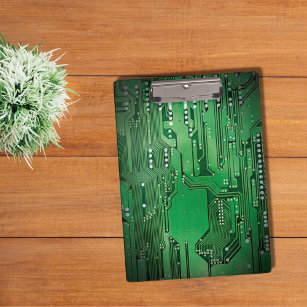 Modern Cool Green Circuit Board High Tech Photo Clipboard