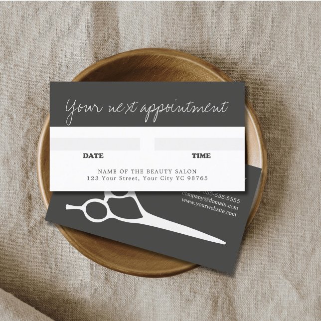 Modern Cool Grey White Hairstylist AppointmentCard Appointment Card (Creator Uploaded)