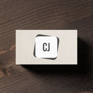 Modern Cool Grey White Monogram Consultant Business Card