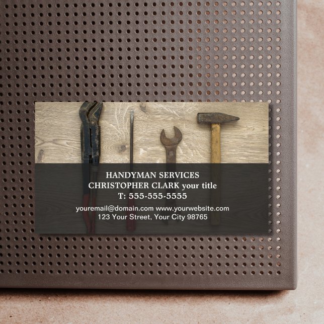 Modern Cool Hand Tools Handyman Magnetic Magnetic Business Card (Creator Uploaded)