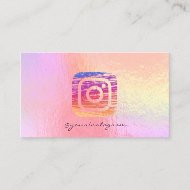 Modern Cool Holographic Instagram Social Media  Business Card (Front)