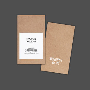 Modern Cool Kraft Paper Black White Consultant Business Card