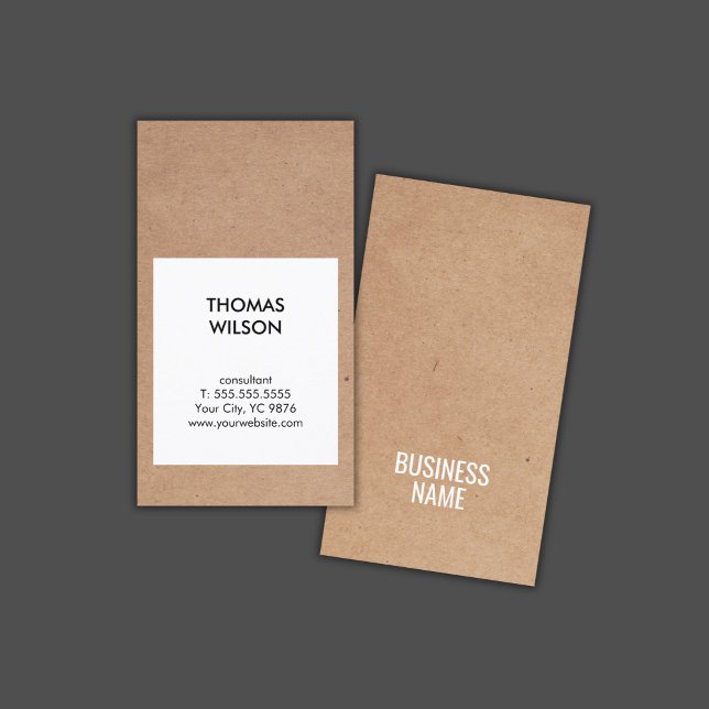 Modern Cool Kraft Paper Black White Consultant Business Card (Creator Uploaded)