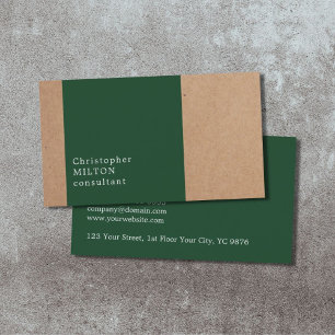 Modern Cool Kraft Paper Green Consultant Business Card