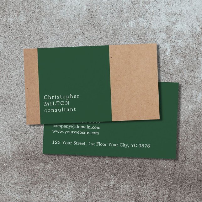 Modern Cool Kraft Paper Green Consultant Business Card (Creator Uploaded)