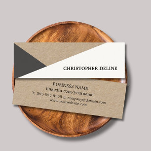 Modern Cool Kraft Paper Grey White Geometric Mini Business Card