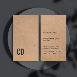 Modern Cool Kraft Paper(printed) Black Monogram Business Card
