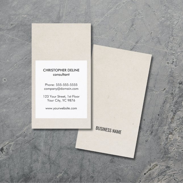 Modern Cool Light Kraft Paper White Consultant Business Card (Creator Uploaded)