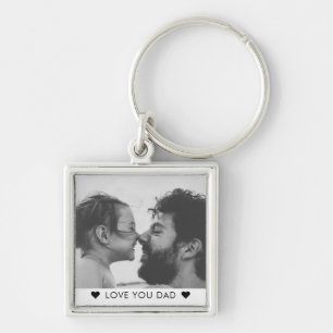 Modern Cool LOVE YOU DAD Father's Day Photo Key Ring