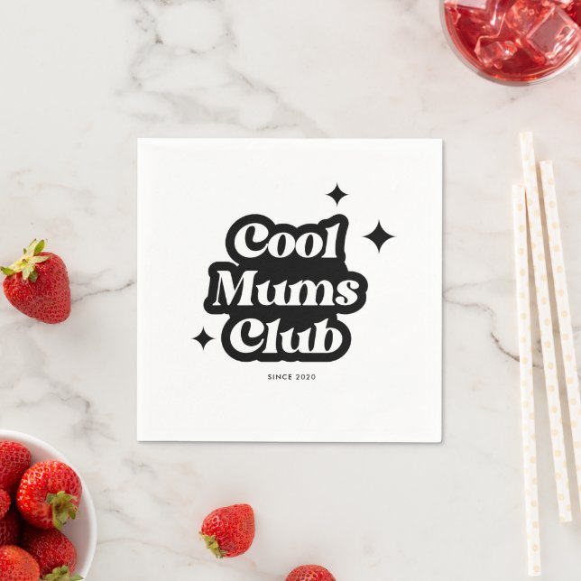 Modern Cool moms club Retro Vintage Groovy Napkin (Insitu)