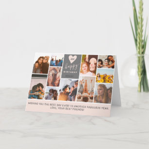 Modern cool monogram pink photo collage card