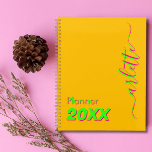 Modern Cool Neon Amber Weekly and Monthly 2025 Planner