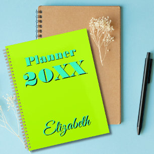 Modern Cool Neon Lime Teal Weekly and Monthly 2025 Planner