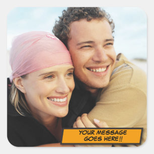 Modern Cool Personalised Photo Square Sticker