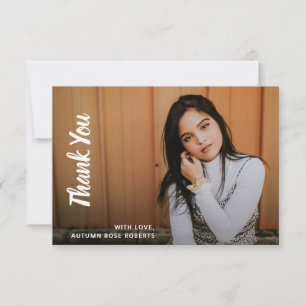 Modern Cool Photo Girl Graduation Thank You Card