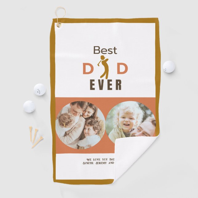 Modern Cool Photo Golfer Best Dad Ever Fathers Day Golf Towel (InSitu)