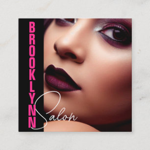 Modern Cool Photo Image Template Girly Pink Slogan Square Business Card