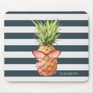 Modern Cool Pineapple Stripes Mouse Mat