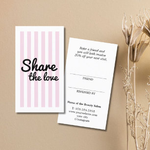 Modern Cool Pink Stripes Black Bold Salon Referral Card
