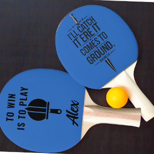 Modern Cool Quote Black and Blue Ping Pong Paddle