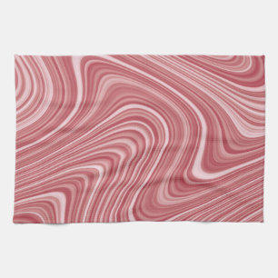 Modern Cool Red White Silver Grey Curvy Lines Tea Towel