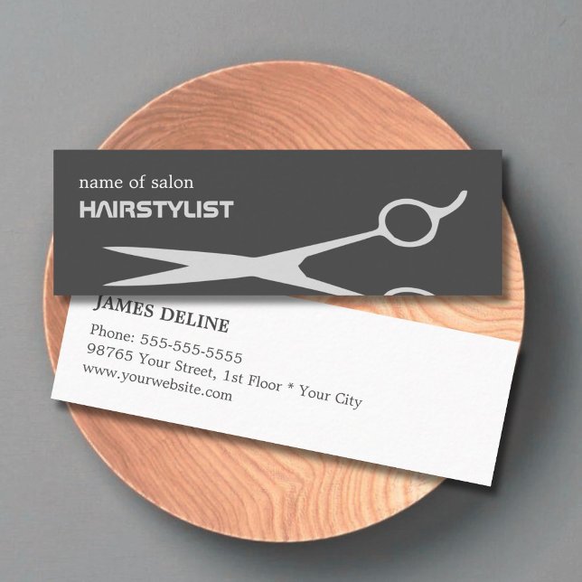 Modern Cool Scissor Silver Hair Stylist Mini Business Card (Creator Uploaded)