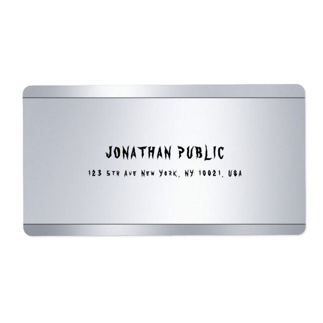 Modern Cool Silver Minimalist Shipping Address (Front)