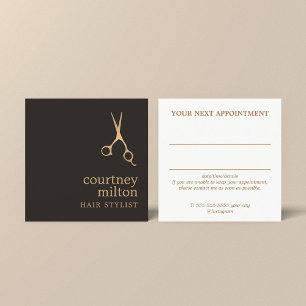 Modern Cool Simple Black Faux Gold Hair Stylist Square Business Card