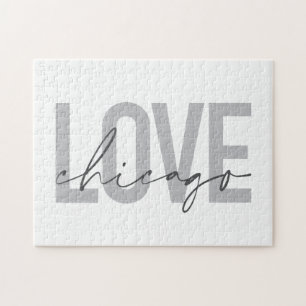 Modern,cool, simple, minimal, design Love Chicago Jigsaw Puzzle