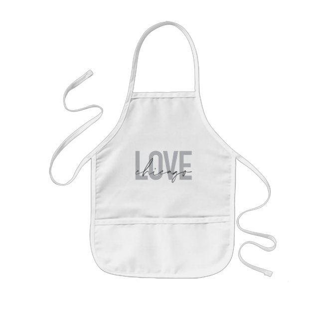 Modern,cool, simple, minimal, design Love Chicago Kids Apron (Front)