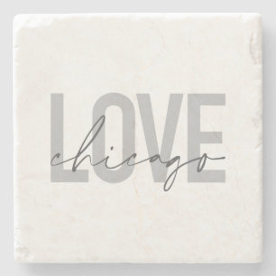 Modern,cool, simple, minimal, design Love Chicago Stone Coaster
