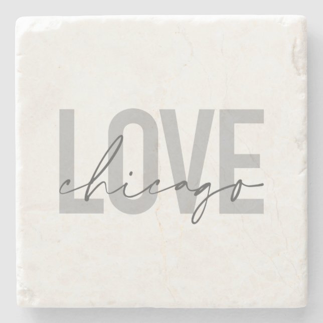 Modern,cool, simple, minimal, design Love Chicago Stone Coaster (Front)